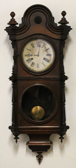 19thc Antique E.  N.  Welch American Walnut Regulator Wall Clock,  Nr