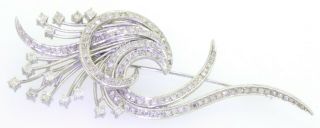 Vintage Platinum heavy elegant high fashion 3.  0CT diamond ribbon brooch 2