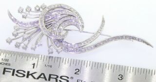 Vintage Platinum heavy elegant high fashion 3.  0CT diamond ribbon brooch 4
