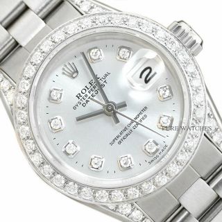 Rolex Ladies Datejust Silver Dial Watch & 18k Gold Diamond Bezel,  Diamond Lugs