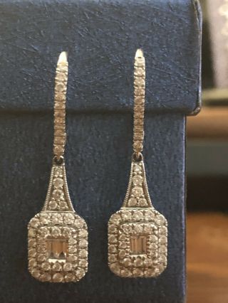 Vtg Style Art Deco Neil Lane 14k Gold 1 Carat Diamond Dangle Earrings $2999 -