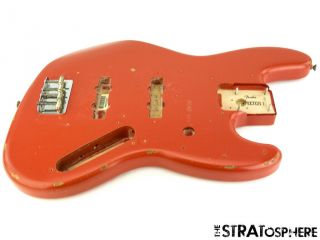 Vintage 60s Ri Road Worn Fender Jazz Bass Body,  Hardware 1962 Fiesta Red