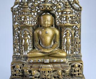 Western Indian Bronze and Silver Inlaid Jain Buddha Shrine - 15th Century 10