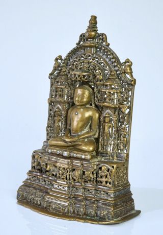 Western Indian Bronze and Silver Inlaid Jain Buddha Shrine - 15th Century 4