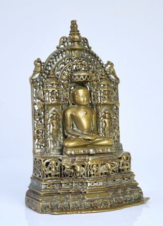 Western Indian Bronze and Silver Inlaid Jain Buddha Shrine - 15th Century 8