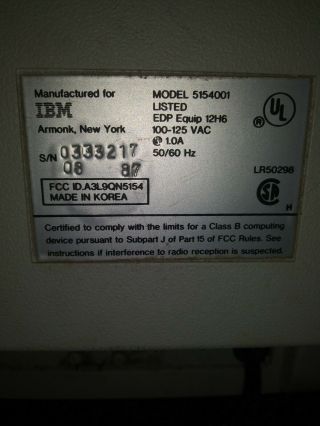 Vintage IBM 5154 EGA Enhabced Color Monitors (2 available) 5154001 3