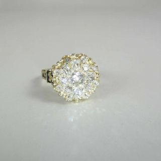 Antique Victorian Enameled 14k Gold Old Mine Cut Diamond Halo Dinner Ring