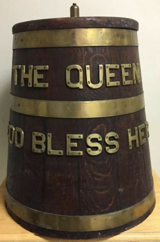Antique Royal Navy Naval Rum Grog Tot Issuing Tub Barrel The Queen God Bless Her