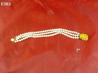 Vintage Mother Of Pearl Cultured Sea Pearls Bracelet Strand 14k Gold Jewelry