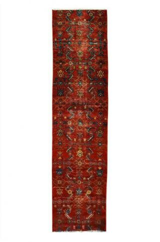 2.  5x11 Oriental Traditional Floral Hand Knotted Red Vintage Wool Area Runner Rug