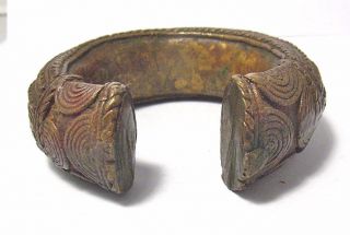 Ancient Bronze Cuff Bracelet Very Heavy Very Wide 1 3/4 Pounds