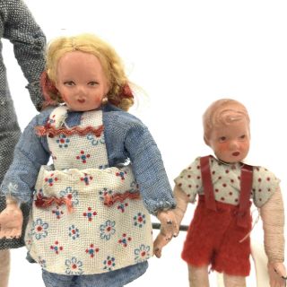 CaHo Dollhouse Doll x 3 Caco Germany Nurse Boy Girl 1940s Comp Metal 14cm 8cm 3