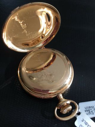 14K Gold 1911 Elgin 7j size 16 Hunter Case Antique Gentleman ' s Pocket Watch 3