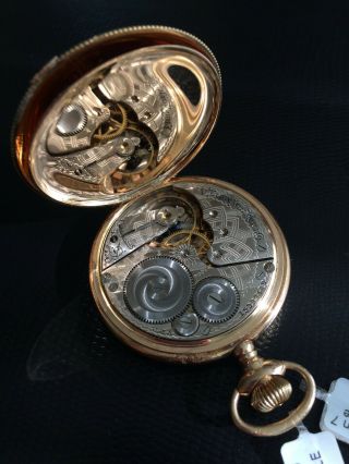 14K Gold 1911 Elgin 7j size 16 Hunter Case Antique Gentleman ' s Pocket Watch 4