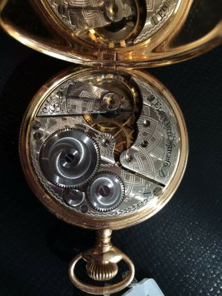 14K Gold 1911 Elgin 7j size 16 Hunter Case Antique Gentleman ' s Pocket Watch 6