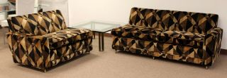 Mid Century Modern 2 Piece Sectional Sofa Brass Baughman Lenor Larsen Style 60s 2