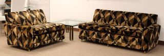 Mid Century Modern 2 Piece Sectional Sofa Brass Baughman Lenor Larsen Style 60s 4