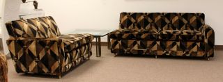 Mid Century Modern 2 Piece Sectional Sofa Brass Baughman Lenor Larsen Style 60s 5