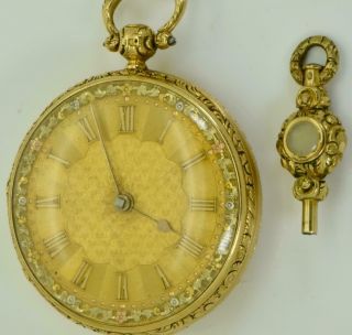 Antique Qing Dynasty Chinese 18k gold&enamel Erotic Verge Fusee watch&chain.  1756 3
