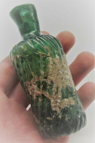 Circa 200 - 300ad Ancient Roman Ribbed Glass Poison Bottle Rare