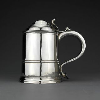 Antique George I Solid Sterling Silver Lidded Tankard / Mug,  London 1725