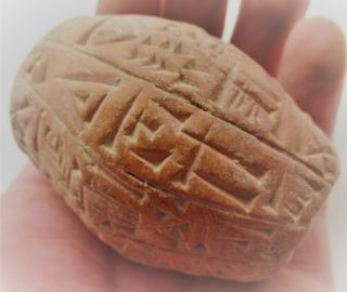 RARE CIRCA 3000BC ANCIENT NEAR EASTERN CLAY TABLET WITH EARLY FORM OF WRITING 3