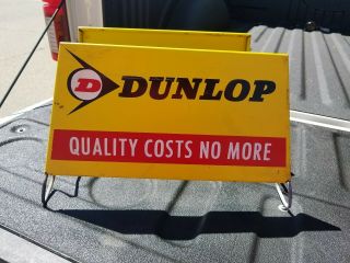 Vintage Dunlop Tire Display Rack Stand Tin Advertising Sign Rare