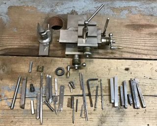 Vintage C&e Marshall Compound Cross Slide Watchmakers Lathe Tool W/ Bits