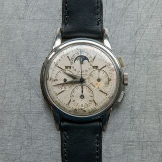 Universal Geneve Tri - Compax Men ' s Vintage Chronograph Wristwatch Steel Cal 481 2