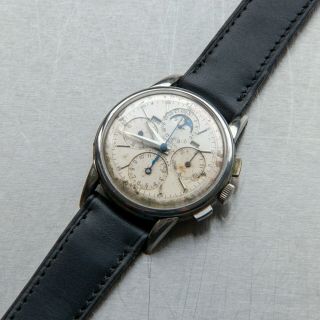 Universal Geneve Tri - Compax Men ' s Vintage Chronograph Wristwatch Steel Cal 481 3