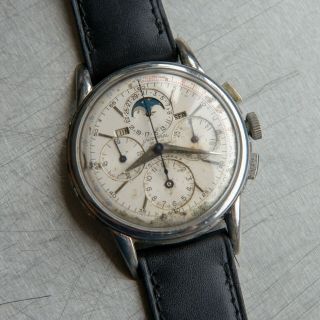 Universal Geneve Tri - Compax Men ' s Vintage Chronograph Wristwatch Steel Cal 481 5