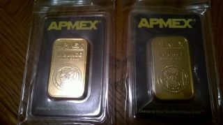 2 (1 Oz) Apmex Gold Bars In Assay Card