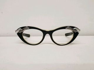 Vtg 50s Elsa Schiaparelli Black Cat Eye Sunglasses Eyeglasses Glasses Frames
