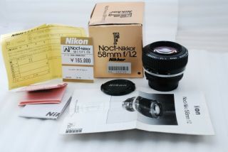 " Rare Top " Nikon 58mm Noct - Nikkor 58mm F/1.  2 Mf Nikon Ai - S 3055