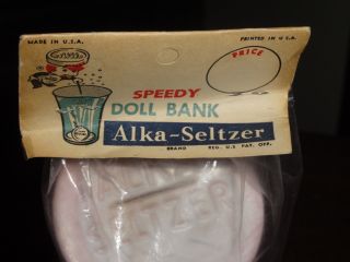 Vintage 1950s Alka - Seltzer SPEEDY Toy Doll Bank package RARE 4