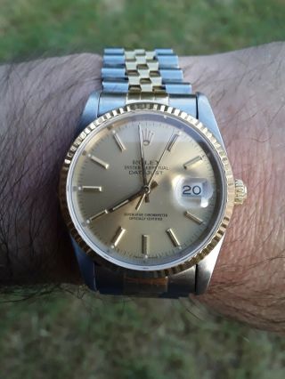 1990 Rolex Datejust 16233 With 18k And Stainless Steel Two Tone Jubilee 36mm