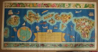 1937 Dole Pineapple Map Of Hawaiian Islands Poster Hawaii