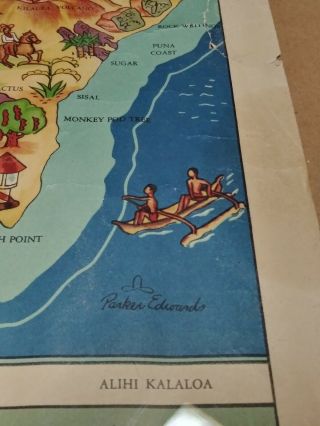1937 Dole Pineapple Map of Hawaiian Islands Poster Hawaii 4