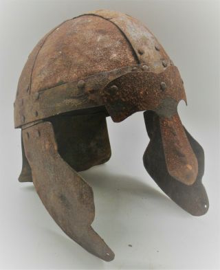 Extremely Rare Ancient Viking Nordic Iron Warrior Battle Helmet Circa 900 - 1000ad