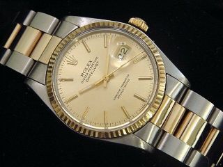 Rolex Datejust Mens Two - Tone Stainless Steel & 18K Yellow Gold Champagne 16013 2