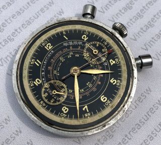EXTREMELY RARE CYMA CHRONOGRAPH WATERSPORT CLAMSHELL CASE Ca 1940 VALJOUX 22 8