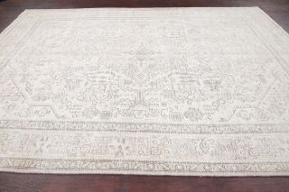 Vintage Geometric Muted Distressed Area Rug Hand - Knotted Oriental Carpet 8 