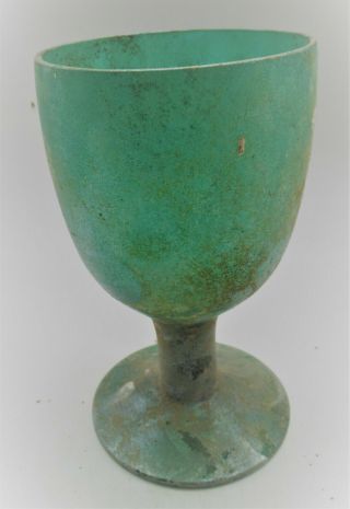 Museum Quality Ancient Roman Green Glass Chalice Circa 200 - 300ad