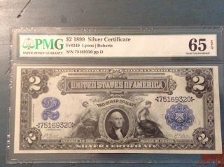1899 $2 Silver Certificate Pmg 65 Epq Rare