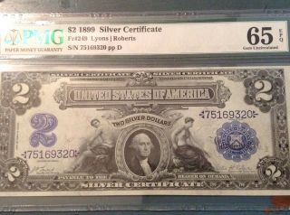 1899 $2 Silver Certificate PMG 65 EPQ RARE 2