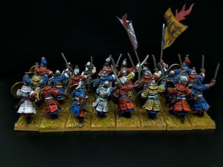 1/56 28mm Ancient DPS painted Korean Heavy infantry with sword and round shields 3