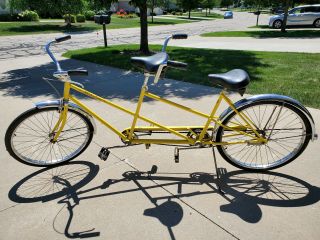 Vintage Yellow Schwinn Twinn Tandem Bicycle 1960 - 1970 