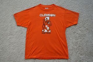 Vintage 1981 Clemson Tigers Football National Champions Shirt L Made In Usa Thin