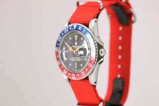 Rolex GMT Master 1675 Gilt Chapter Ring Pointed Crown Guard Vintage Watch,  1960s 12