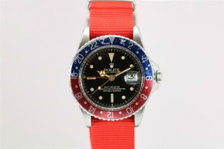 Rolex Gmt Master 1675 Gilt Chapter Ring Pointed Crown Guard Vintage Watch,  1960s